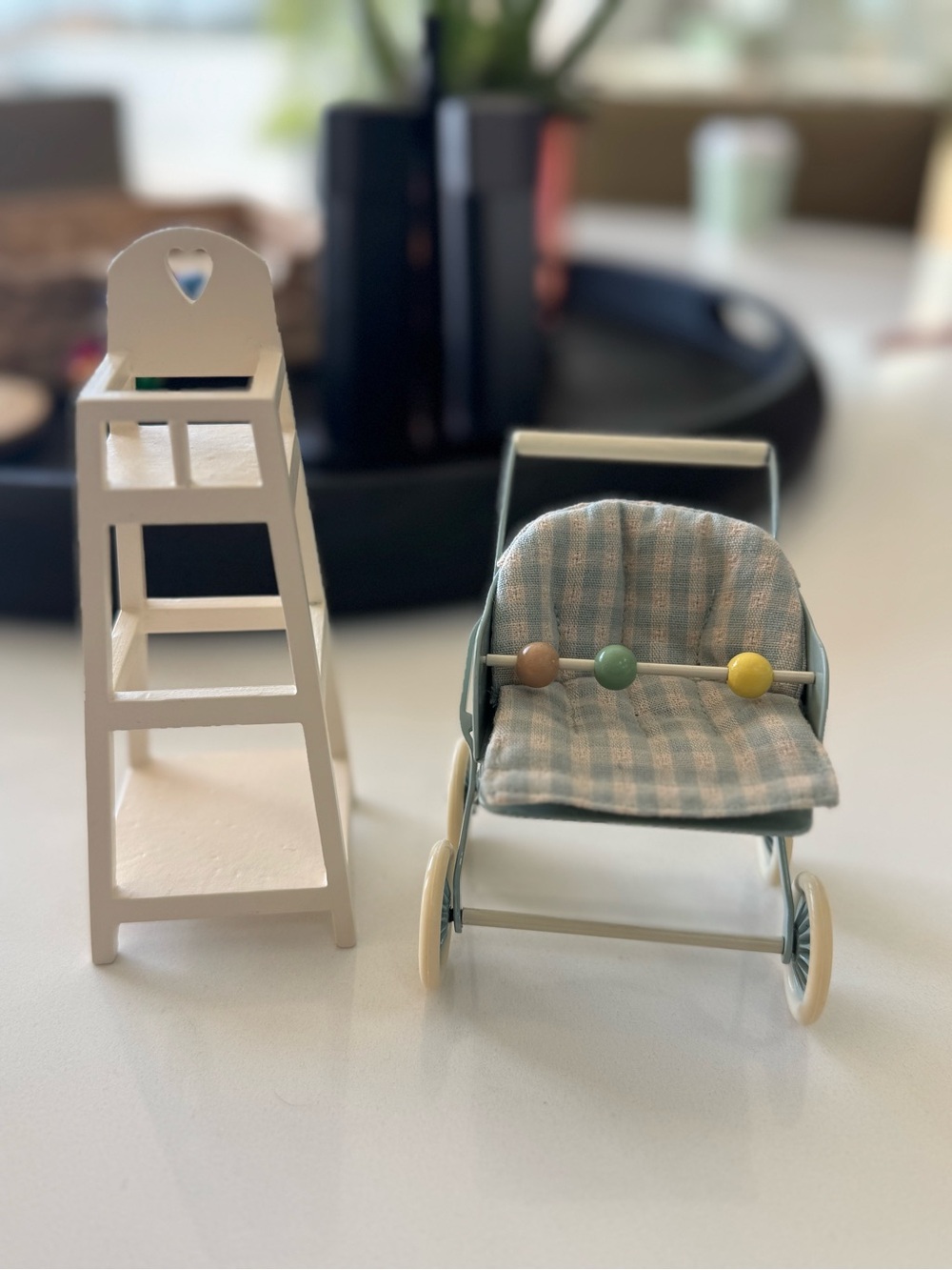 Maileg high chair and stroller for mice